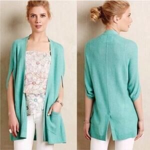 Anthropologie Angel of the North Sea Foam Green Open Knit Cardigan Size Medium